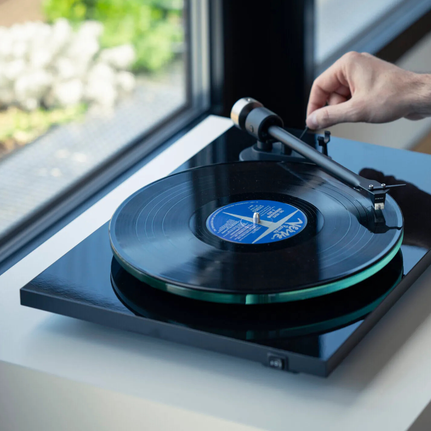 Turntable with record vinyl playing