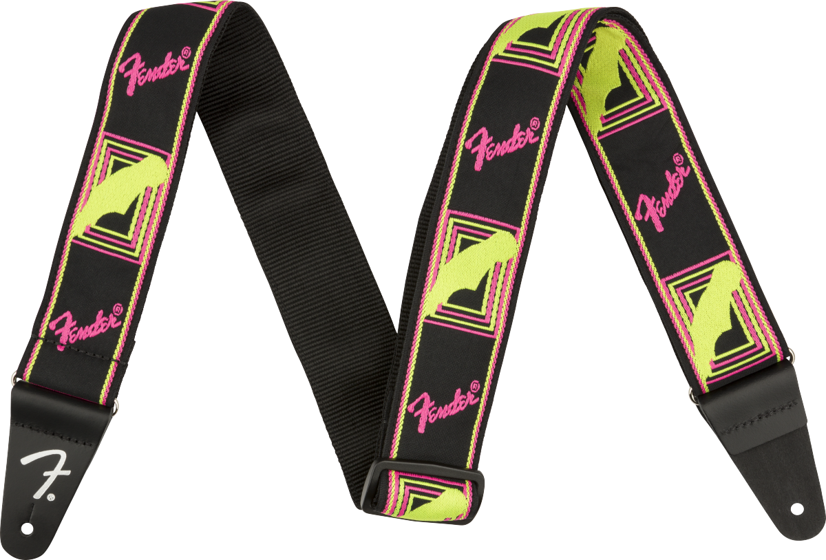 Fender -  Neon Monogrammed Strap, Pink and Yellow, 2"