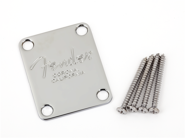 Fender - 4-Bolt American Series Bass Neck Plate with Fender® Corona Stamp (Chrome)