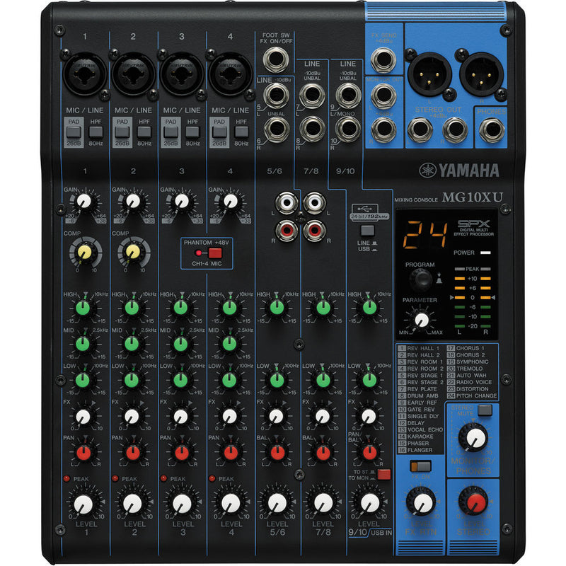 Yamaha MG10XU 10-Input Mixer With Built-In FX And 2-In/2-Out USB Interface