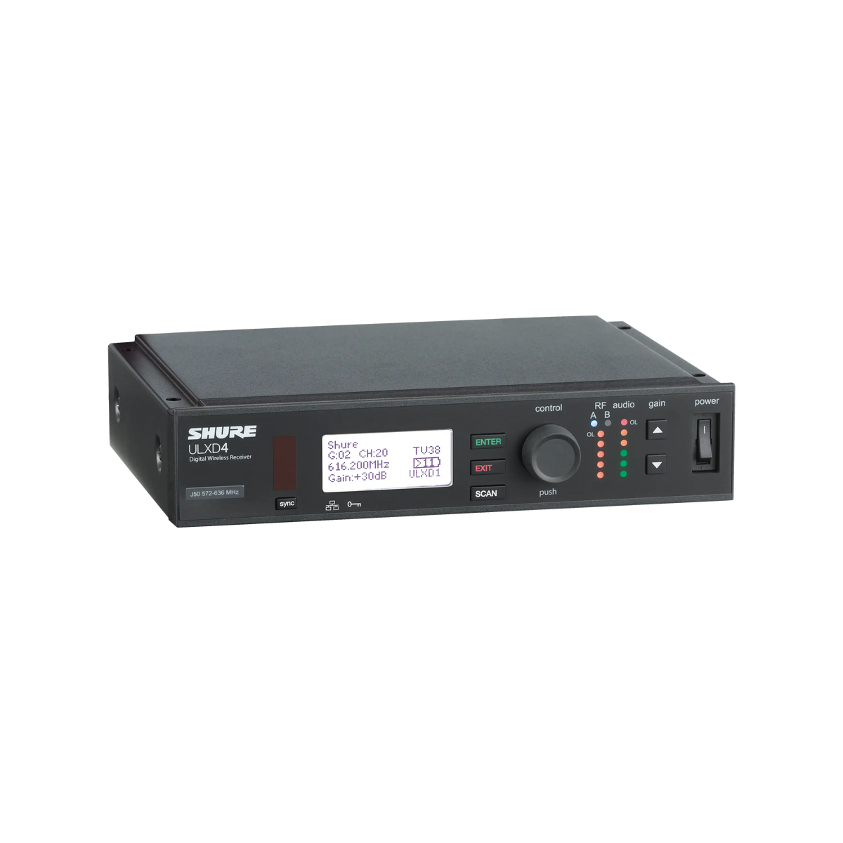 Shure ULXD4-X52 - Single ULX-D Wireless Receiver with 1/2 Wave Antennas - product view 3