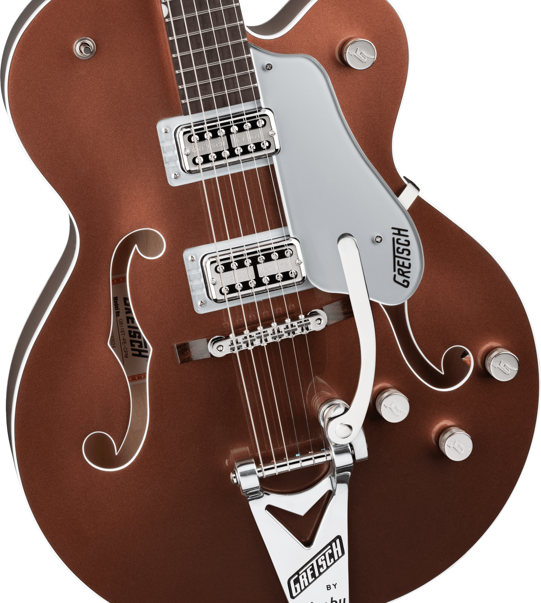 Gretsch G6118T Players Edition Anniversary™ Hollow Body with String-Thru Bigsby®, Rosewood Fingerboard, Two-Tone Copper Metallic/Sahara Metallic