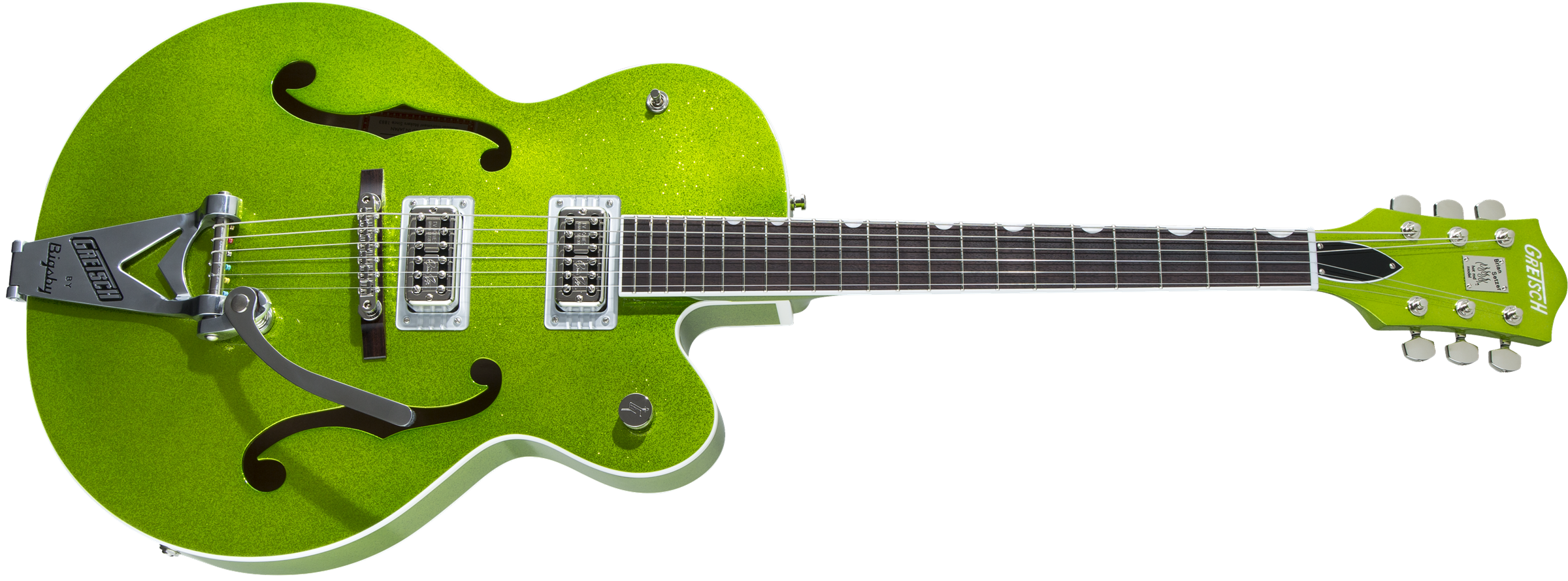 Gretsch G6120T-HR Brian Setzer Signature Hot Rod Hollow Body with Bigsby®, Rosewood Fingerboard, Extreme Coolant Green Sparkle