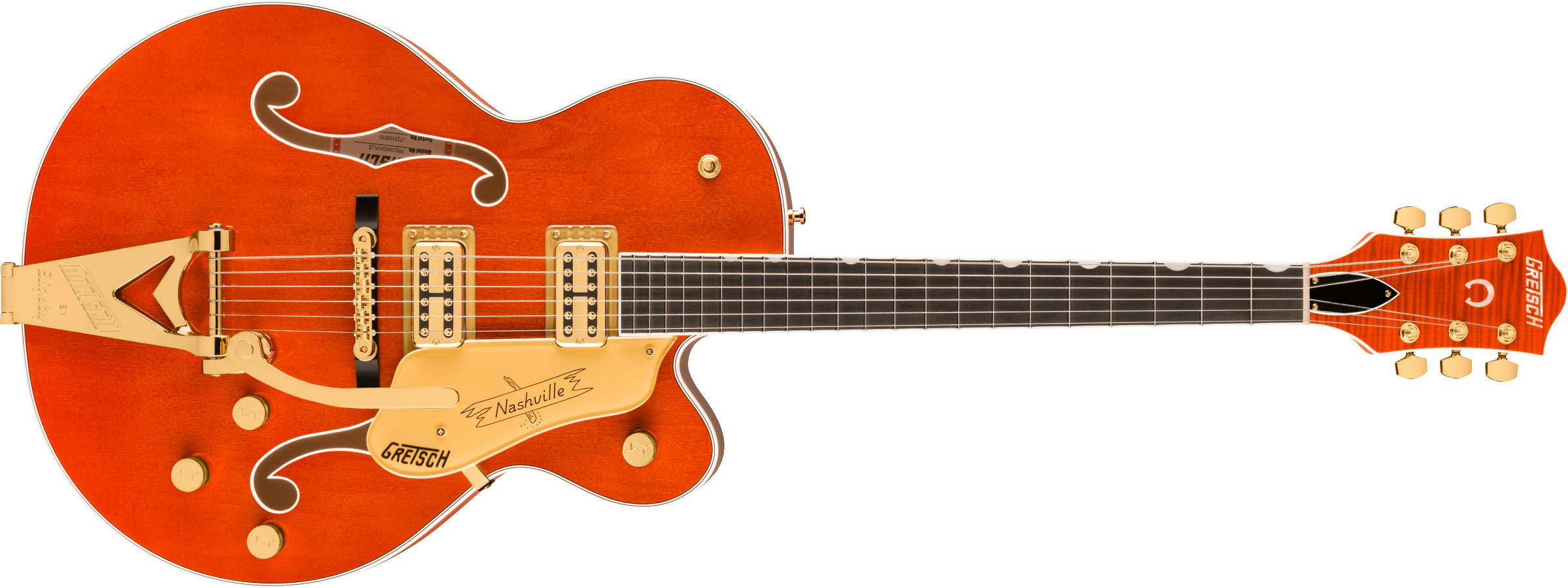 Gretsch Nashville® Hollow Body with String-Thru Bigsby® and Gold Hardware, Ebony Fingerboard, Orange Stain