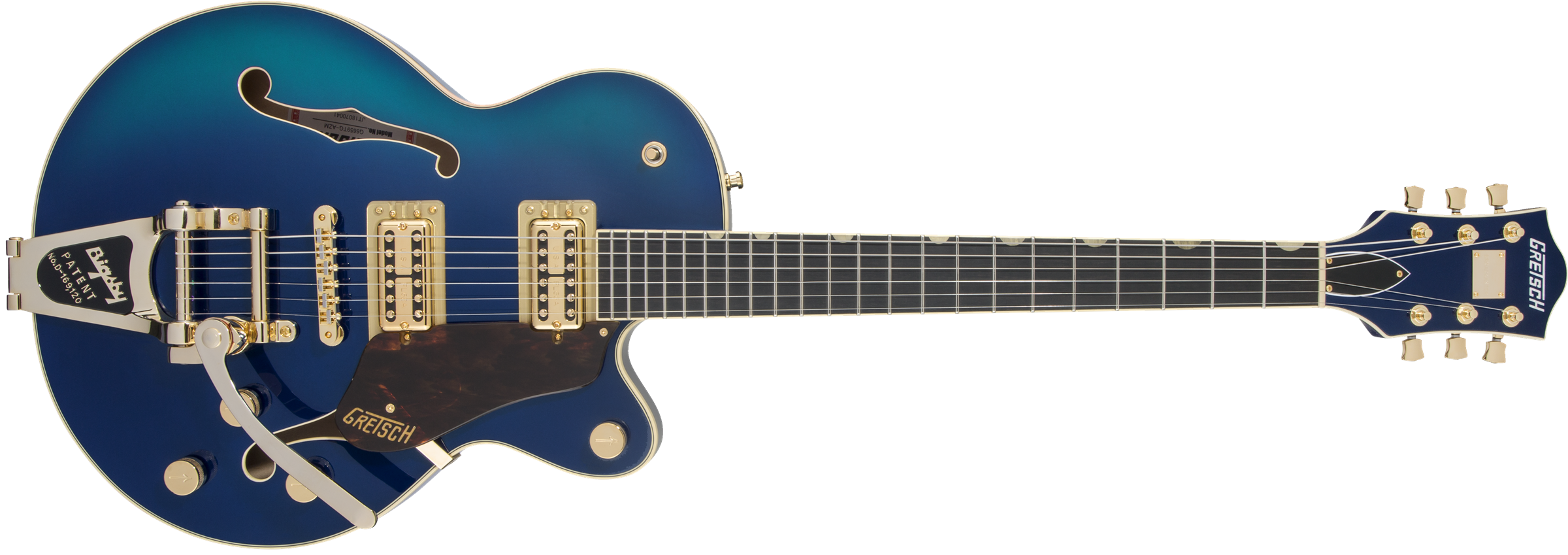 Gretsch G6659TG Players Edition Broadkaster® Jr. Center Block Single-Cut with String-Thru Bigsby® and Gold Hardware, Ebony Fingerboard, Azure Metallic
