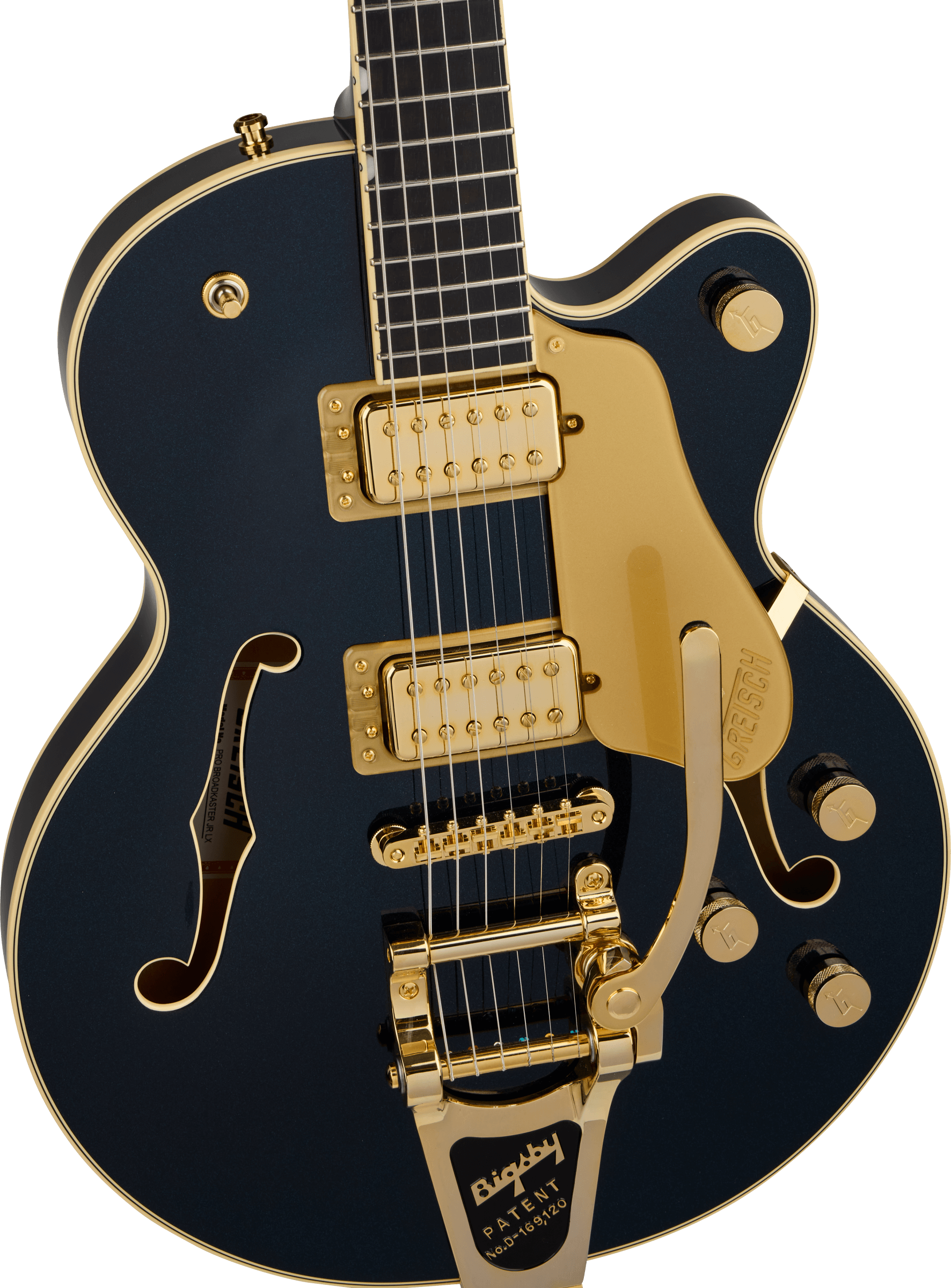 Gretsch Broadkaster® Jr. LX Center Block with String-Thru Bigsby® and Gold Hardware, Ebony Fingerboard, Midnight Sapphire