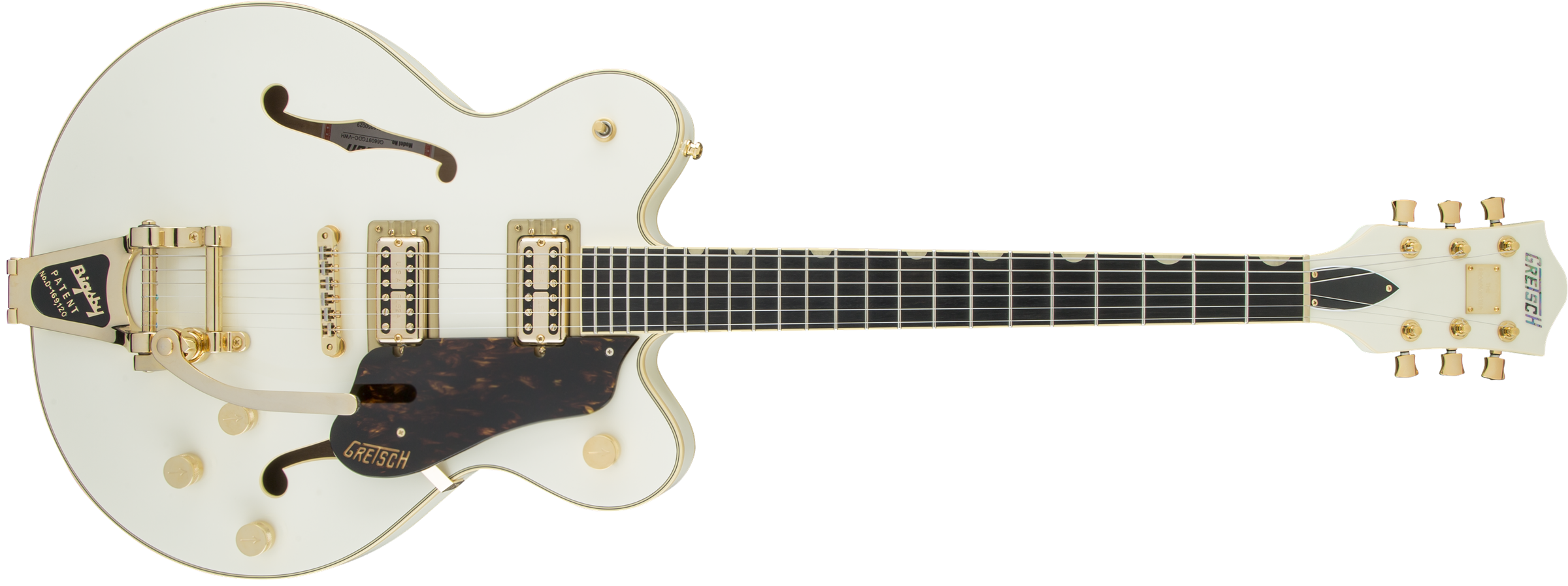 Gretsch G6609TG Players Edition Broadkaster® Center Block Double-Cut with String-Thru Bigsby® and Gold Hardware, USA Full'Tron™ Pickups, Vintage White