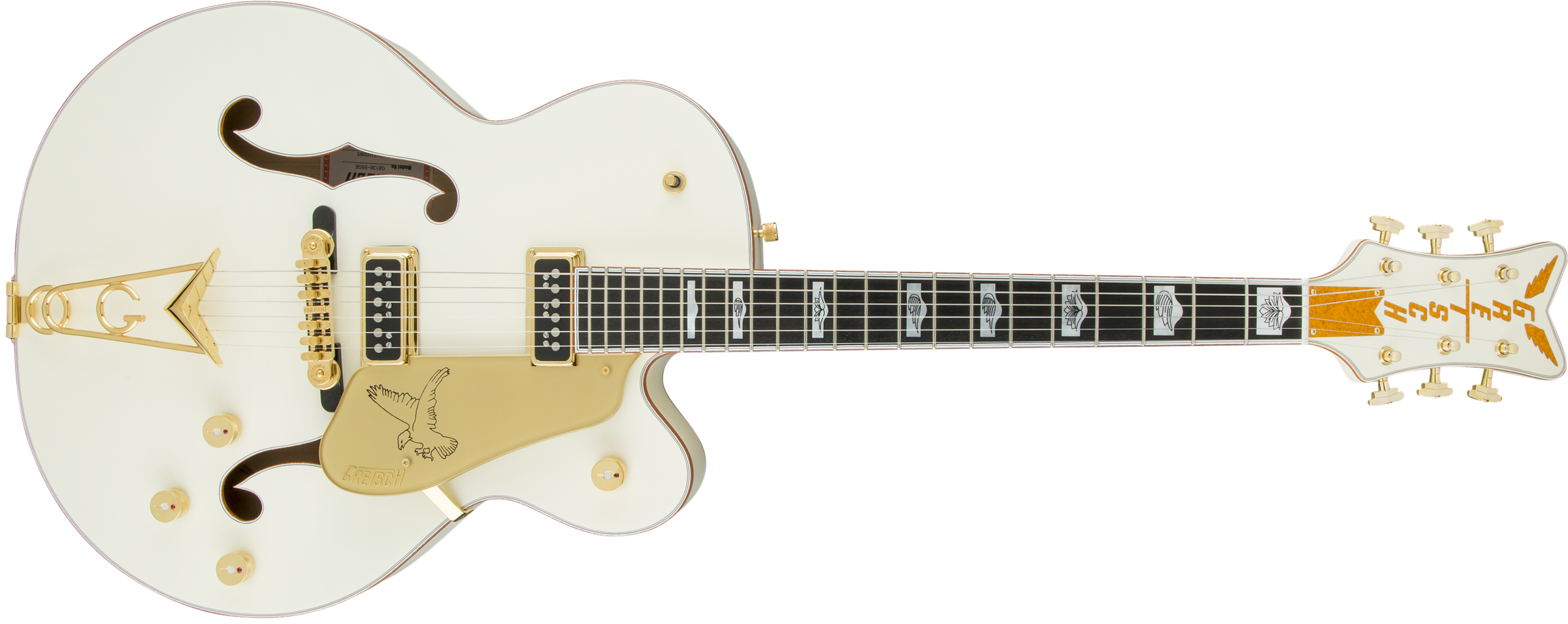 Gretsch G6136-55 Vintage Select Edition '55 Falcon™ Hollow Body with Cadillac Tailpiece, TV Jones®, Solid Spruce Top, Vintage White, Lacquer