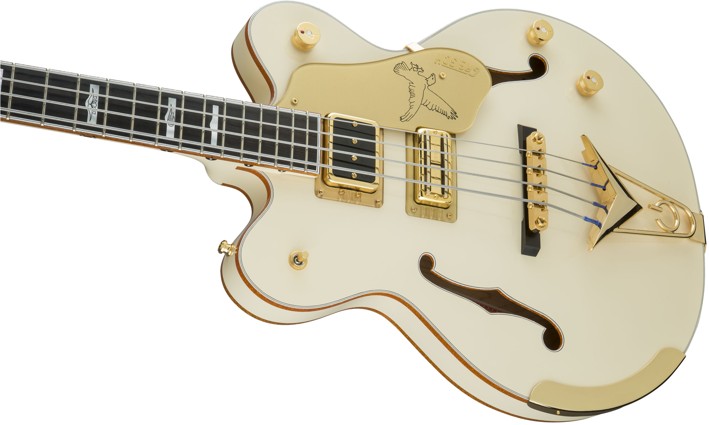 Gretsch G6136B-TP Tom Petersson Signature Falcon™ 4-String Bass with Cadillac Tailpiece, Rumble’Tron™ Pickup, Aged White Lacquer