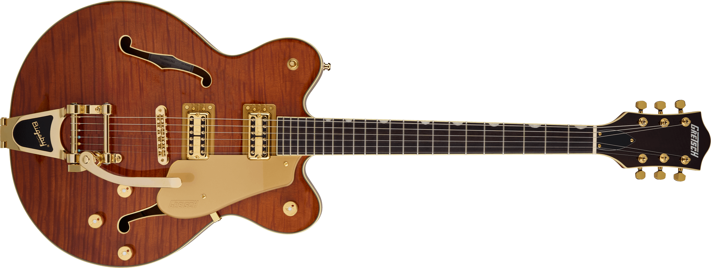 Gretsch Electromatic® LTD Flame Okoume Broadkaster® Double-Cut with Bigsby®, Rosewood Fingerboard, Roundup Orange