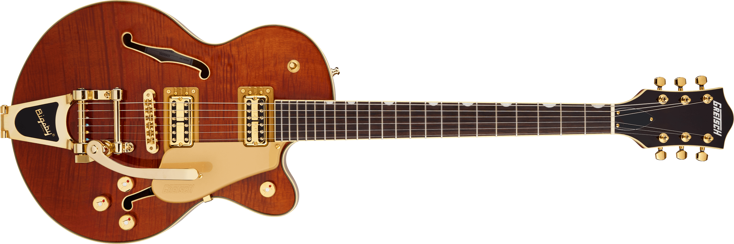 Gretsch Electromatic® LTD Flame Okoume Broadkaster® Jr. Single -Cut with Bigsby®, Rosewood Fingerboard, Roundup Orange