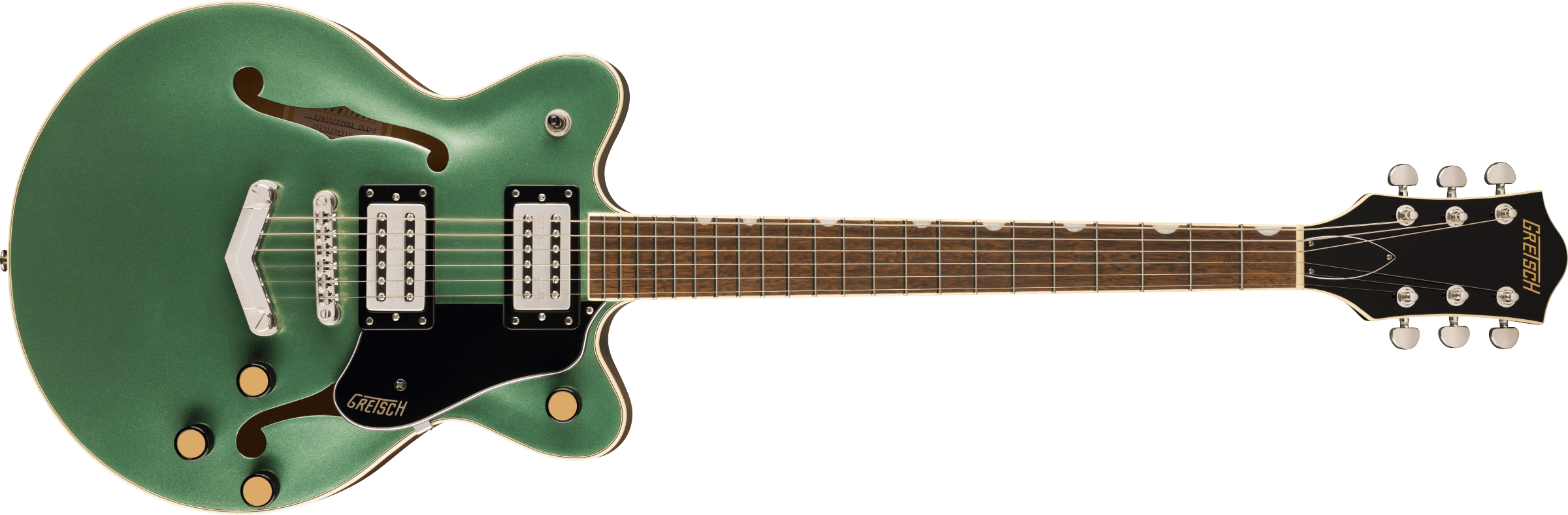 Gretsch G2655 Streamliner™ Center Block Jr. Double-Cut with V-Stoptail, Laurel Fingerboard, Steel Olive