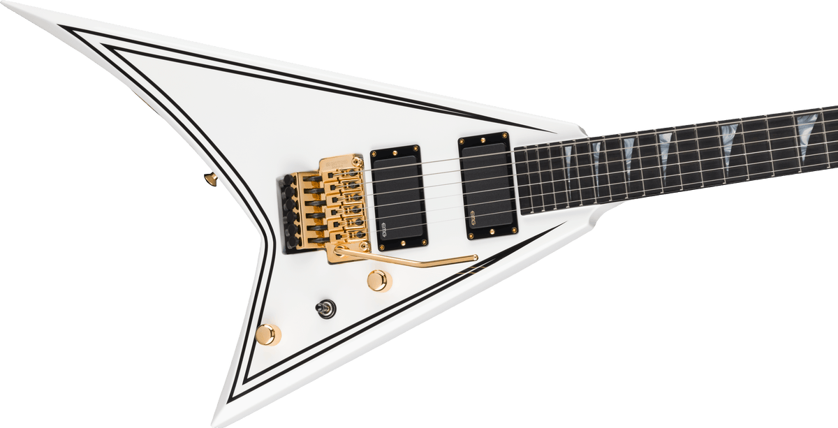 Jackson MJ Series Rhoads RR24MG, Ebony Fingerboard, White with Black Pinstripes