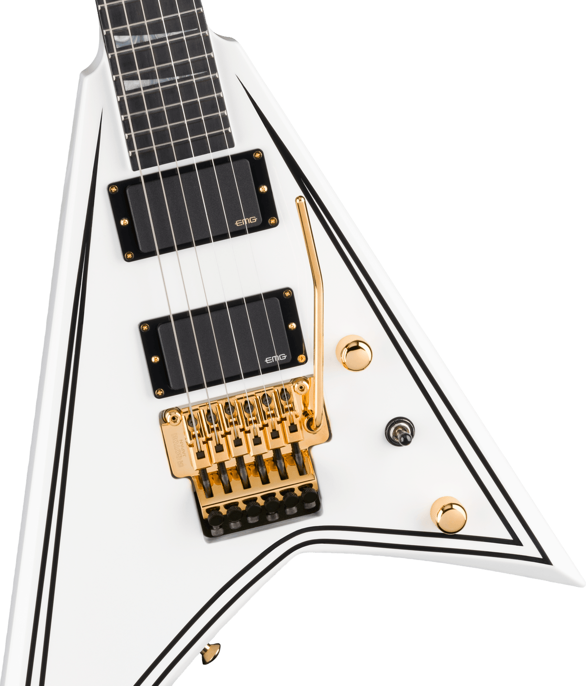 Jackson MJ Series Rhoads RR24MG, Ebony Fingerboard, White with Black Pinstripes