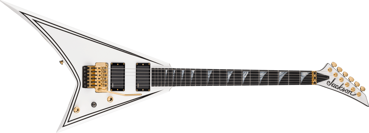 Jackson MJ Series Rhoads RR24MG, Ebony Fingerboard, White with Black Pinstripes