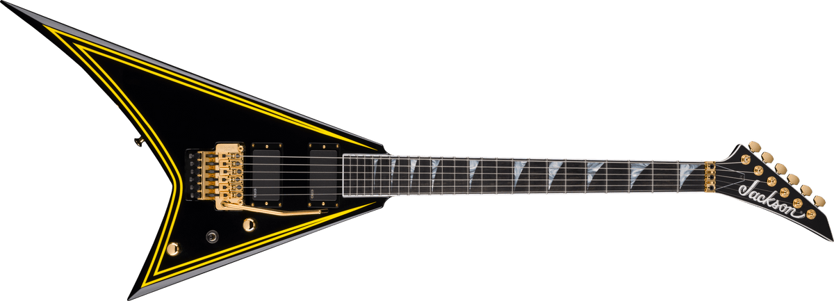 Jackson MJ Series Rhoads RR24MG, Ebony Fingerboard, Black with Yellow Pinstripes