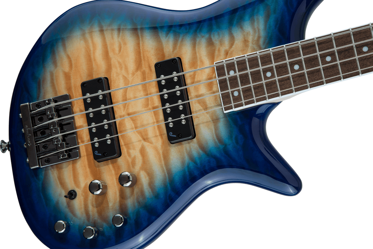 Jackson JS Series Spectra Bass JS3Q, Laurel Fingerboard, Amber Blue Burst