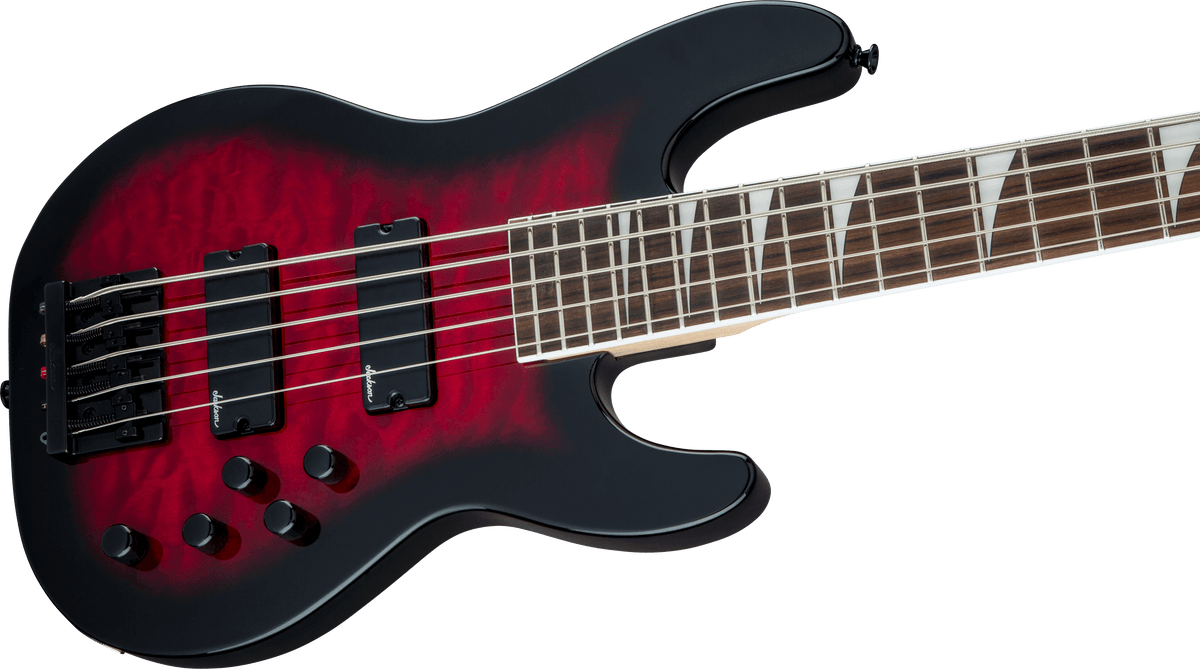 Jackson JS Series Concert™ Bass JS3VQ, Amaranth Fingerboard, Transparent Red Burst