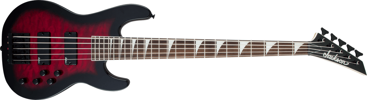 Jackson JS Series Concert™ Bass JS3VQ, Amaranth Fingerboard, Transparent Red Burst