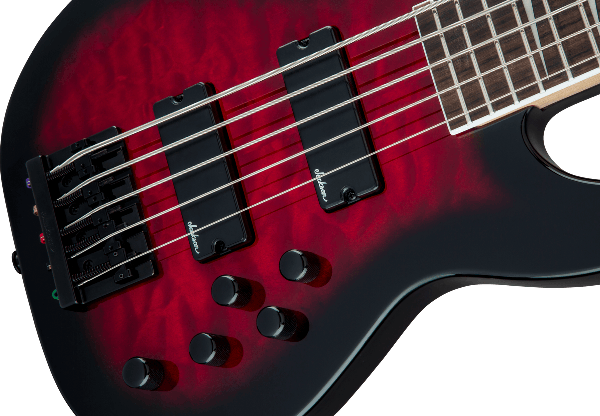 Jackson JS Series Concert™ Bass JS3VQ, Amaranth Fingerboard, Transparent Red Burst
