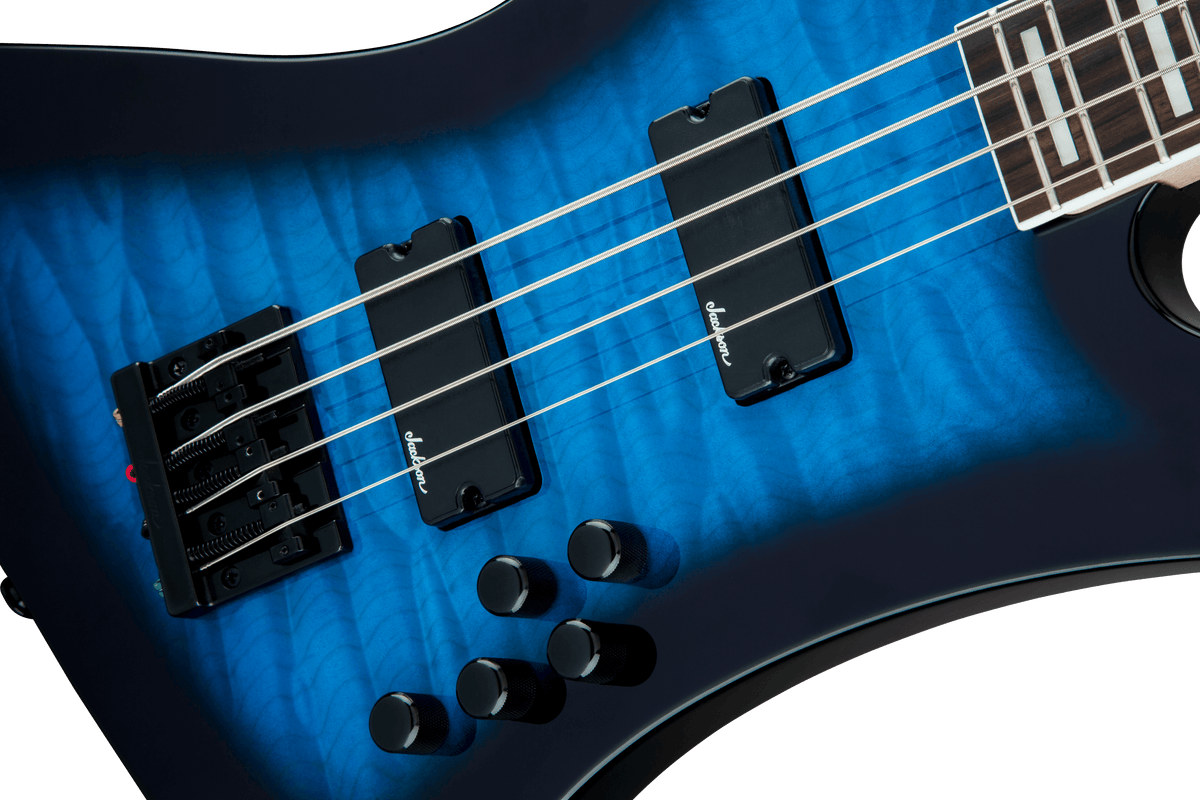 Jackson JS Series Kelly™ Bird JS3Q, Amaranth Fingerboard, Transparent Blue Burst