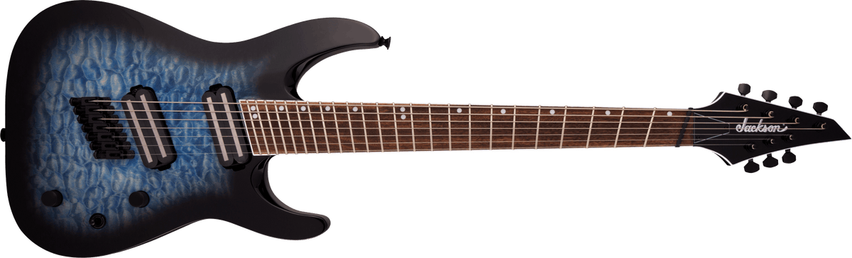 Jackson X Series Soloist™ Arch Top SLATX7Q MS, Laurel Fingerboard, Multi-Scale, Transparent Blue Burst