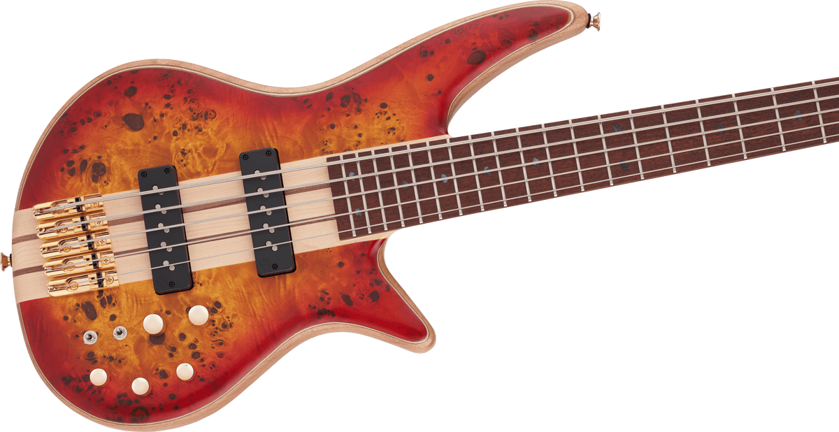 Jackson Pro Series Spectra Bass SBP V, Caramelized Jatoba Fingerboard, Transparent Cherry Burst