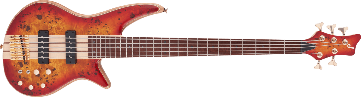 Jackson Pro Series Spectra Bass SBP V, Caramelized Jatoba Fingerboard, Transparent Cherry Burst
