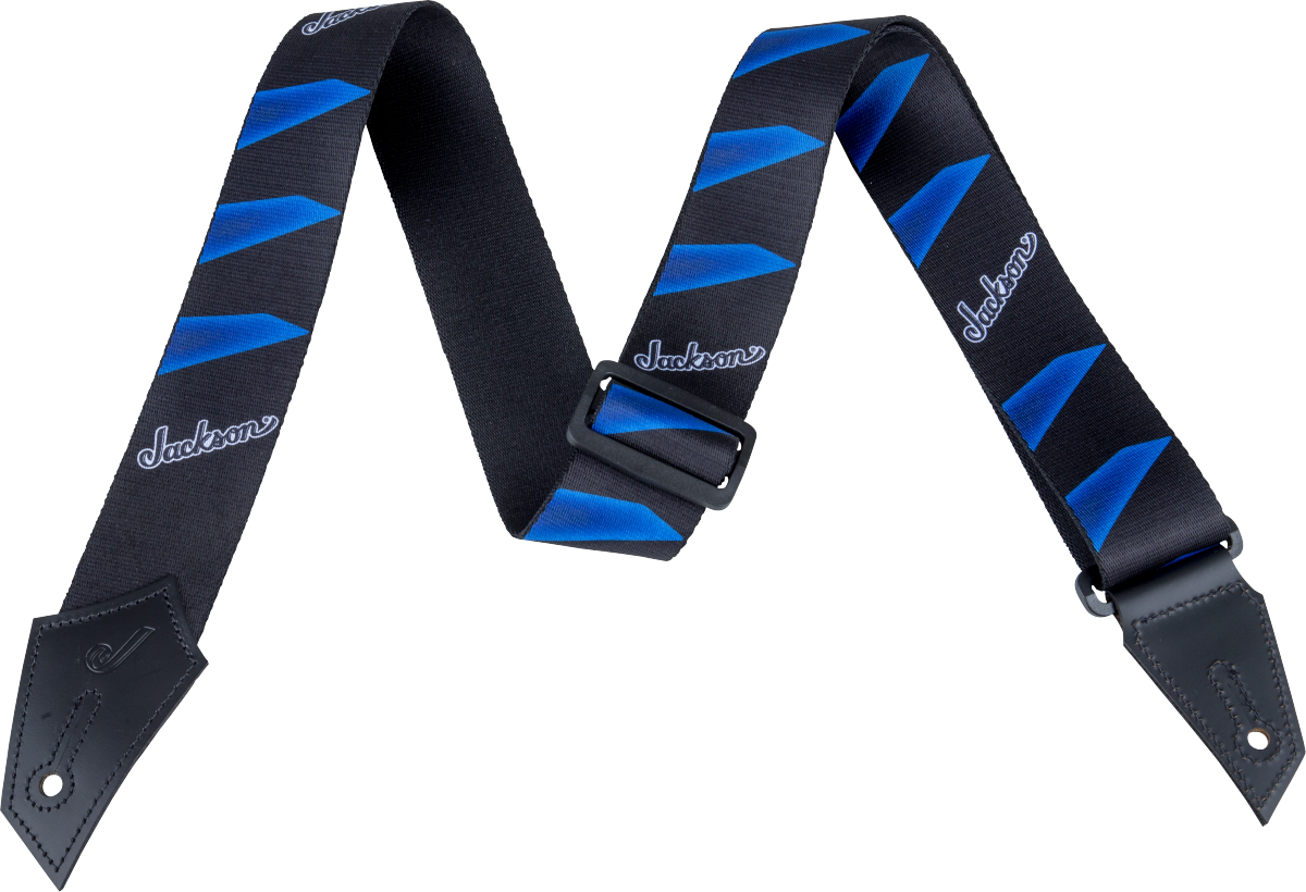Jackson® Strap with Headstock Pattern, Black and Blue