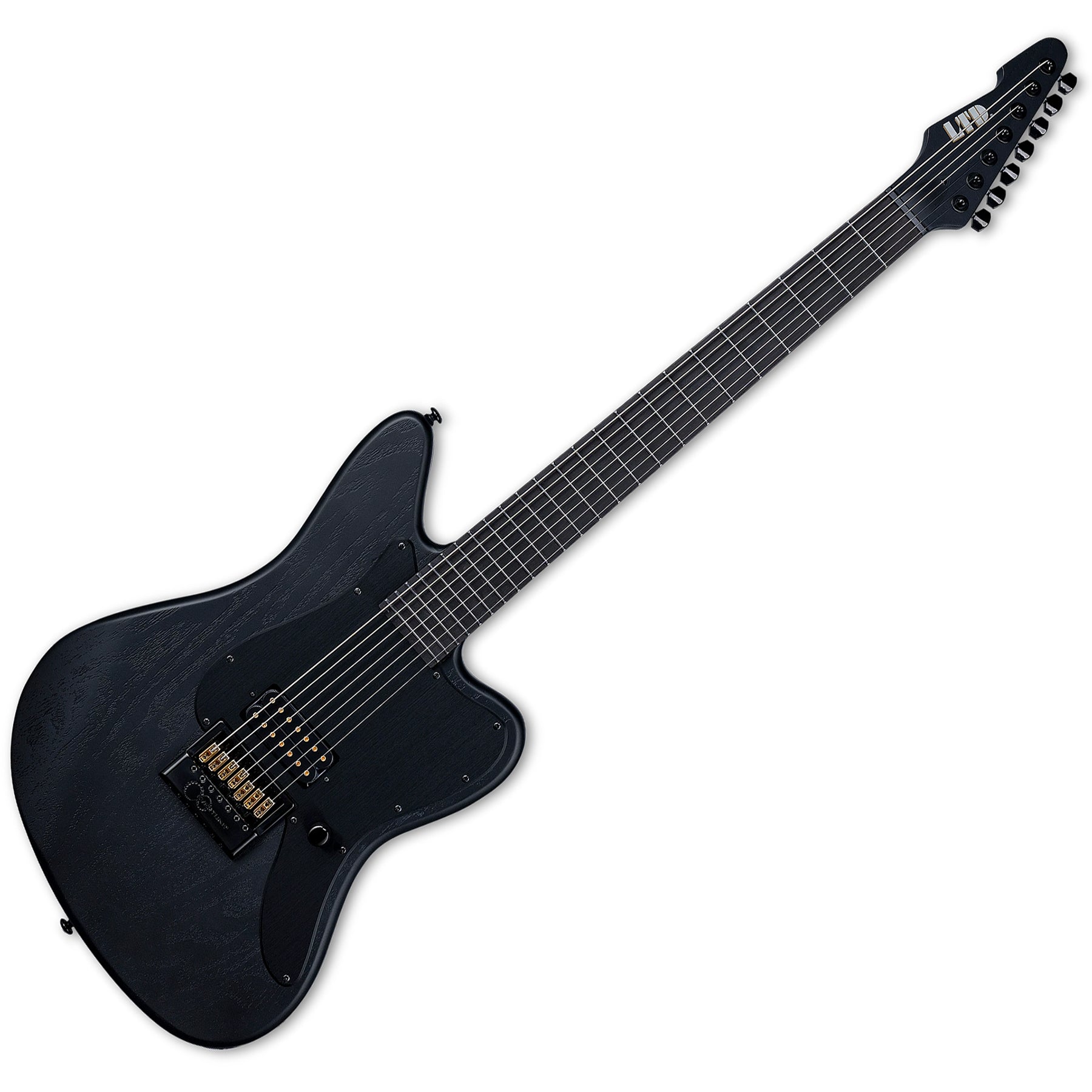 ESP Guitars LAWXJ7BETOGBLKS AW-XJ7 EverTune Alex Wade Signature Baritone 7 String RH Electric Guitar with Case - Black Open Grain Satin