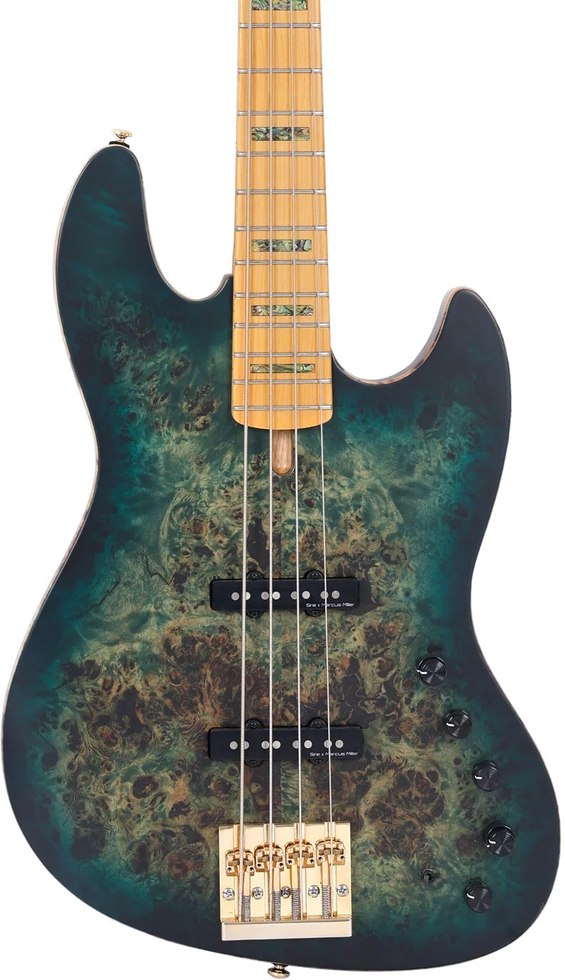Sire 4 String RH Marcus Miller V Series Electric Bass with Gig Bag – Transparent Green Satin