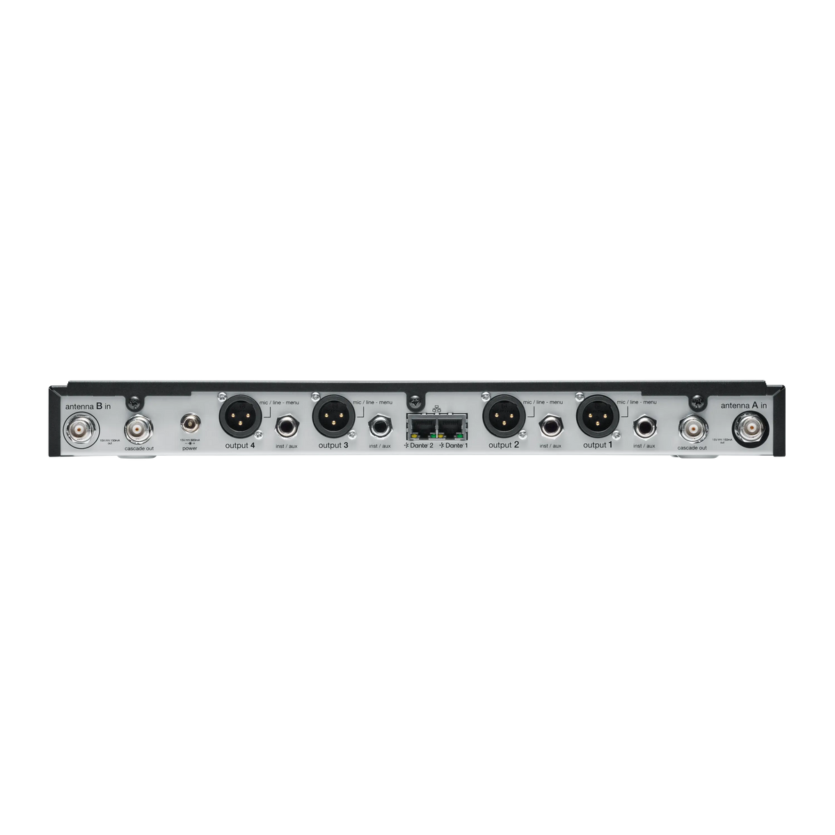 Shure SLXD4QDAN+-G57 - Quad SLX-D Dante Receiver with 1/4 Wave Antennas - product view 3