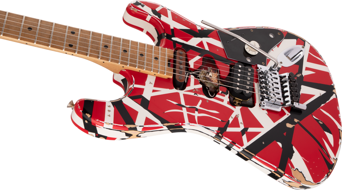 EVH - Striped Series Frankenstein™ Frankie- Maple Fingerboard- Red with Black Stripes Relic