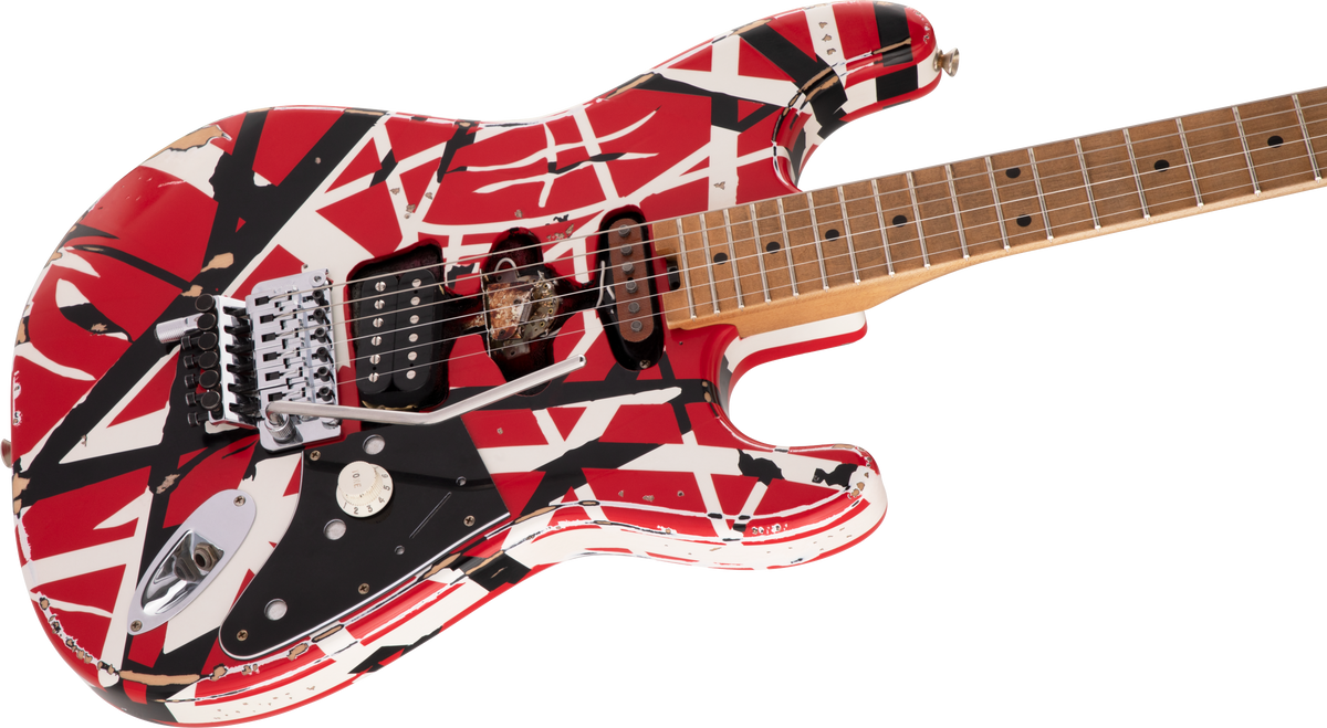 EVH - Striped Series Frankenstein™ Frankie- Maple Fingerboard- Red with Black Stripes Relic