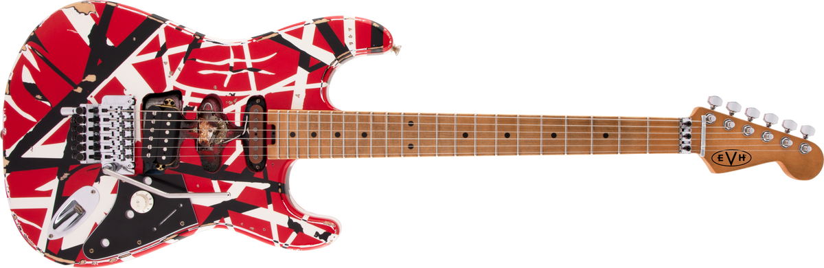 EVH - Striped Series Frankenstein™ Frankie- Maple Fingerboard- Red with Black Stripes Relic