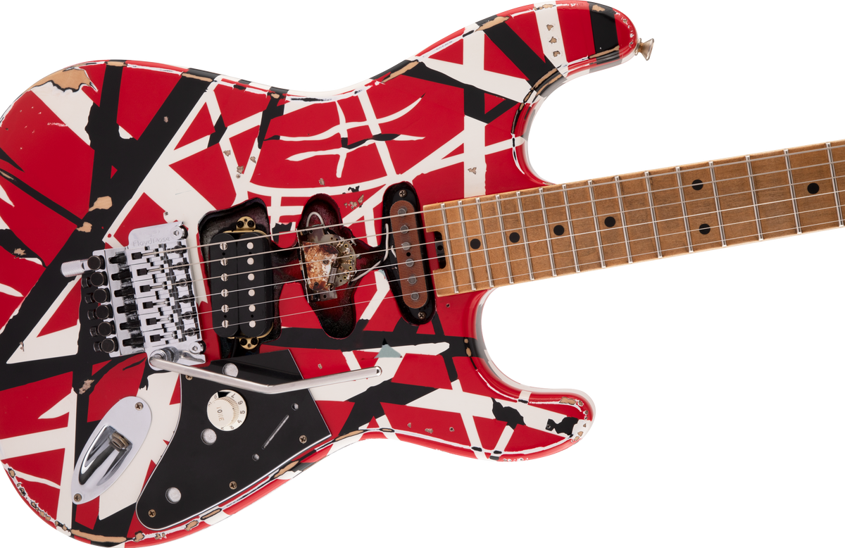 EVH - Striped Series Frankenstein™ Frankie- Maple Fingerboard- Red with Black Stripes Relic