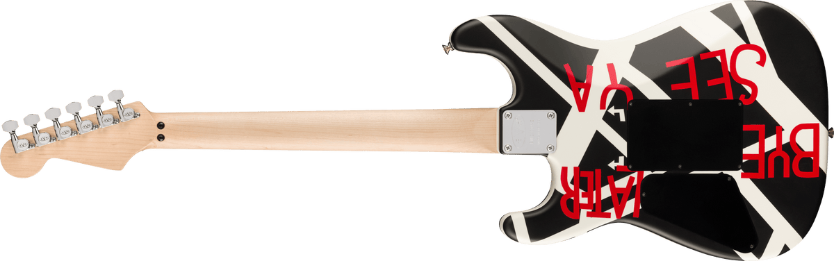 EVH® Striped Series Circles, Maple Fingerboard, White and Black