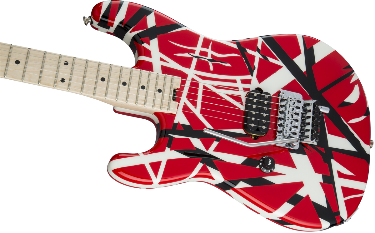 EVH Striped Series LH R/B/W, Maple Fingerboard, Red, Black and White Stripes