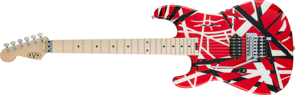 EVH Striped Series LH R/B/W, Maple Fingerboard, Red, Black and White Stripes