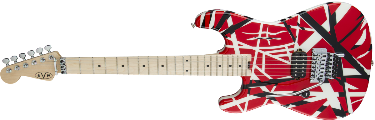 EVH Striped Series LH R/B/W, Maple Fingerboard, Red, Black and White Stripes