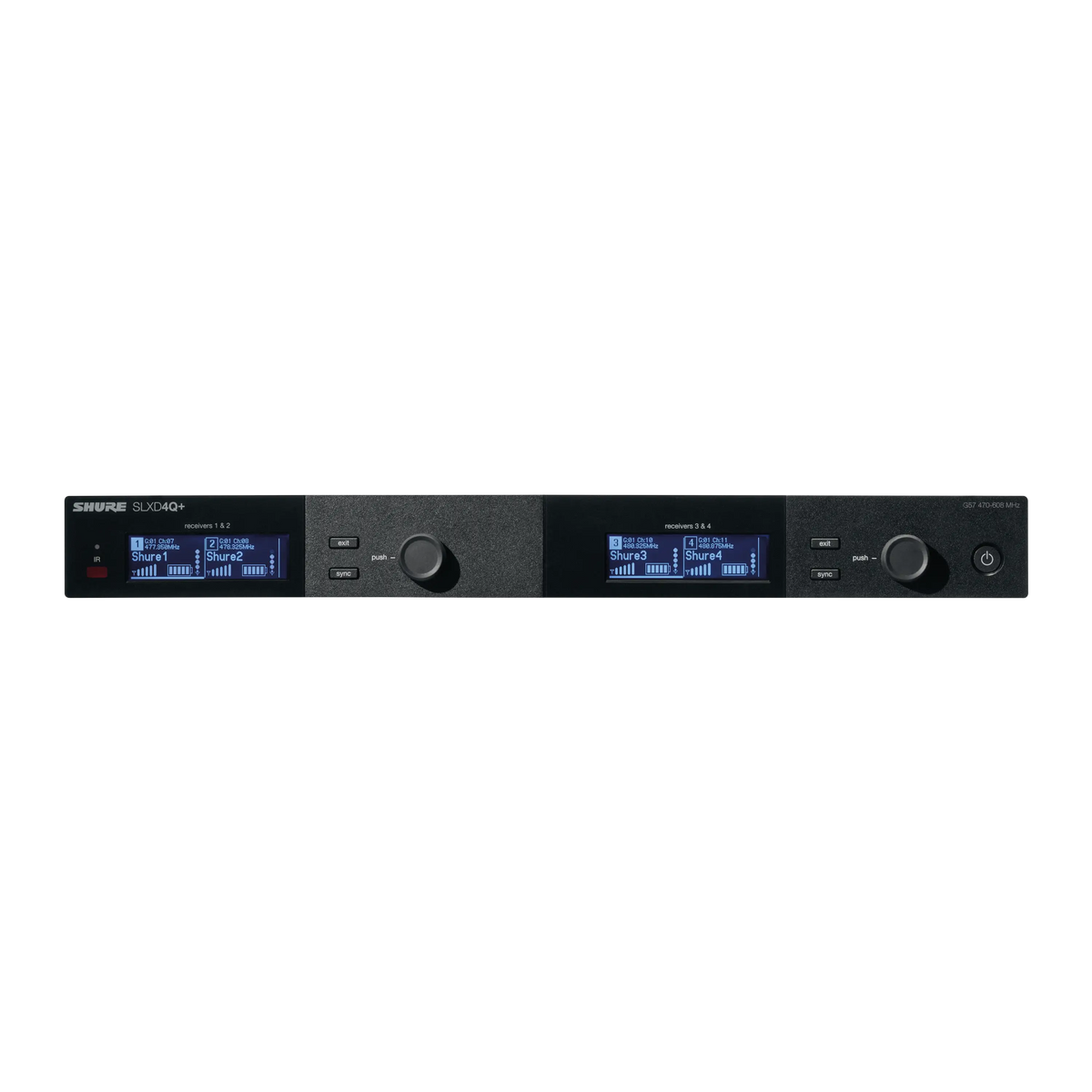 Shure SLXD4Q+-G57 - Quad SLX-D Receiver with 1/4 Wave Antennas - product view 2