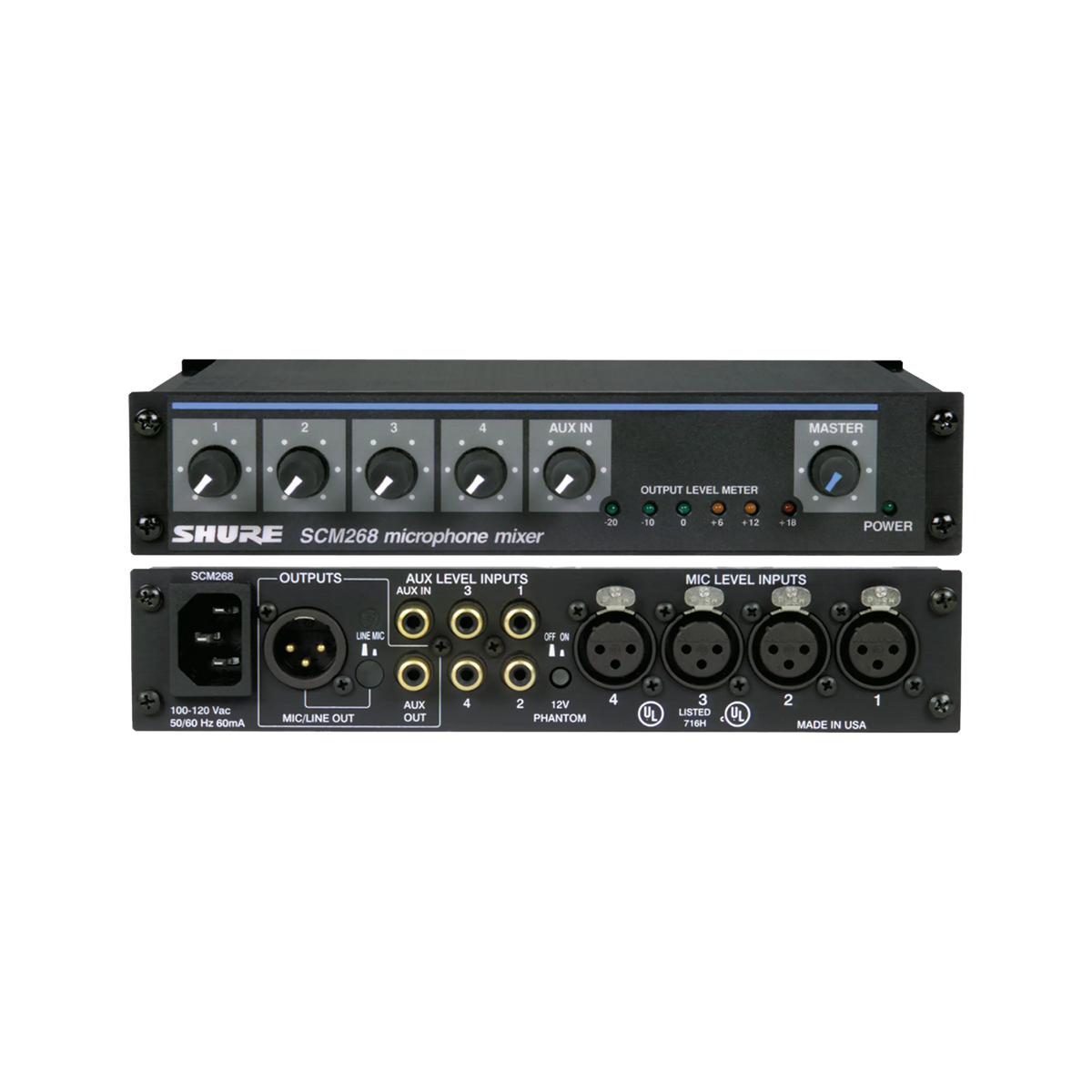 Shure SCM268 - Half Rack Mixer with 4 Balanced Inputs - product view 3