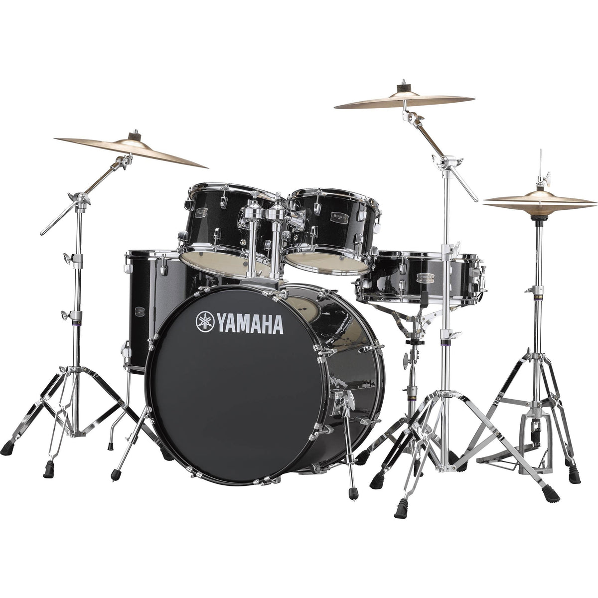 Yamaha RYDEEN 5-Piece 22” Bass Drum Kit w/ Hardware Cymbals Throne - Black Glitter