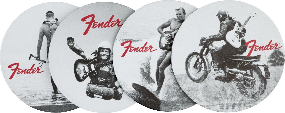 Fender™ - Vintage Ads 4-Pk Coaster Set, Black and White