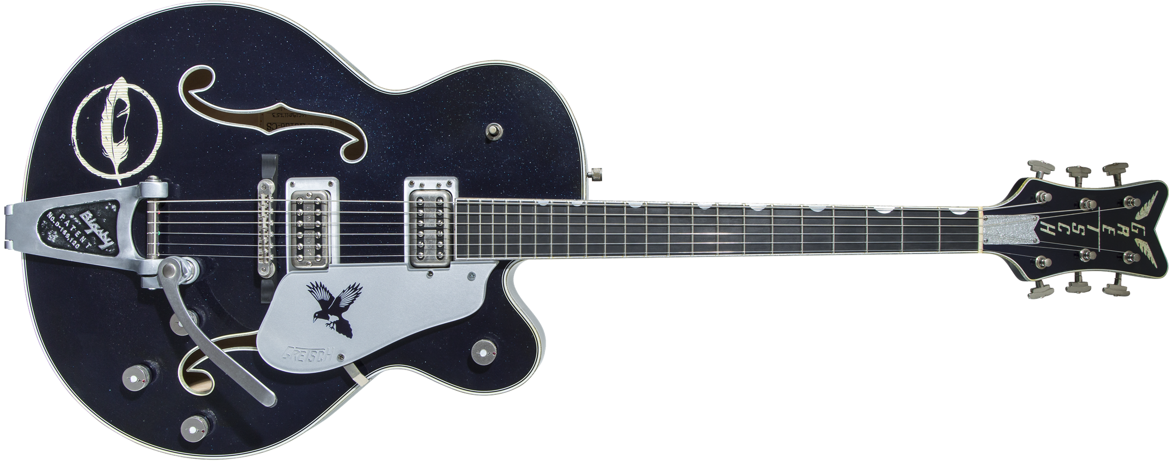 Gretsch G6136T-CSTRR Custom Shop Rich Robinson "Magpie" with Bigsby®, Ebony Fingerboard, Raven's Breast Blue Relic