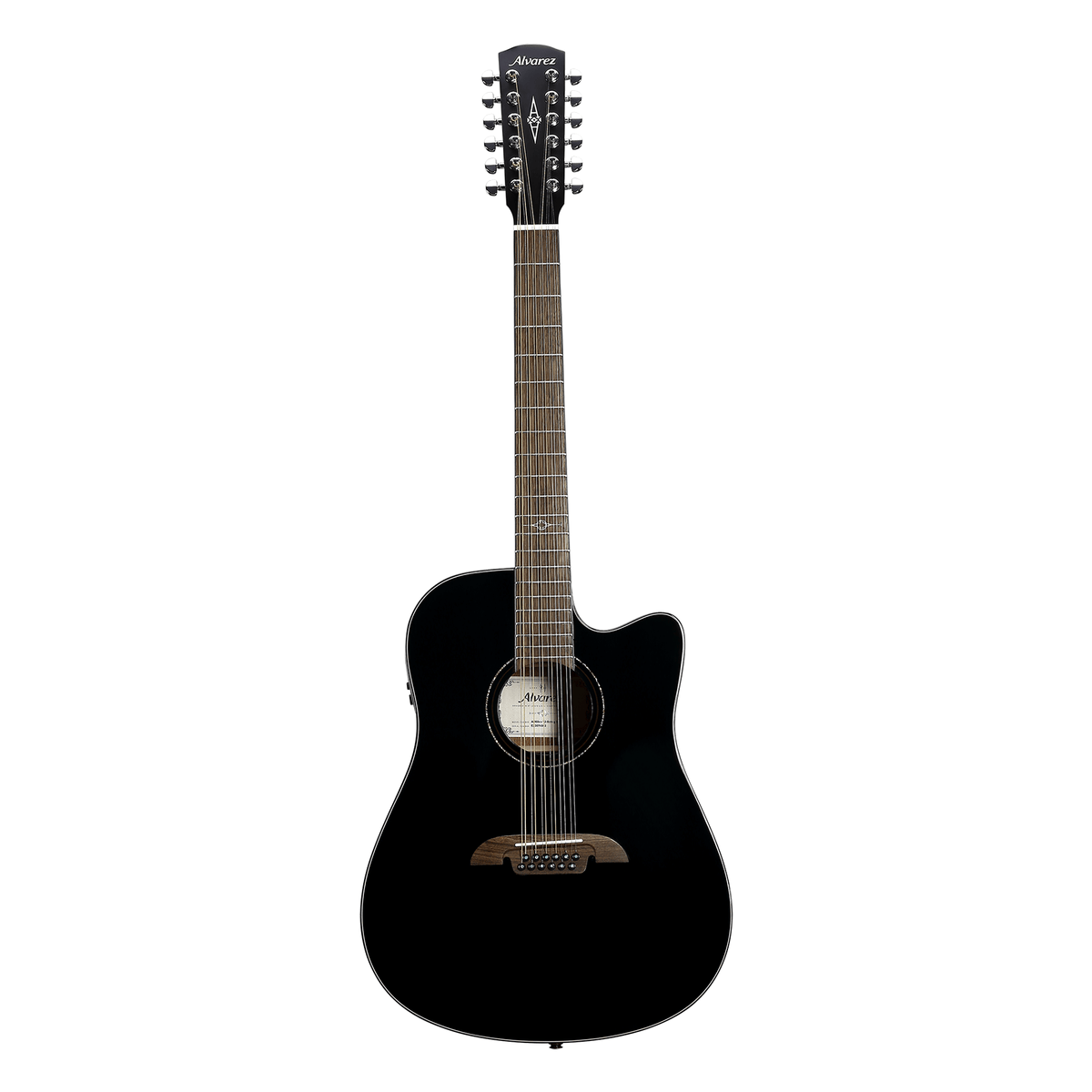 Alvarez AD60CE-12-STRING-BLK — 12-String Dreadnought Guitar with Cutaway/Pickup - Black