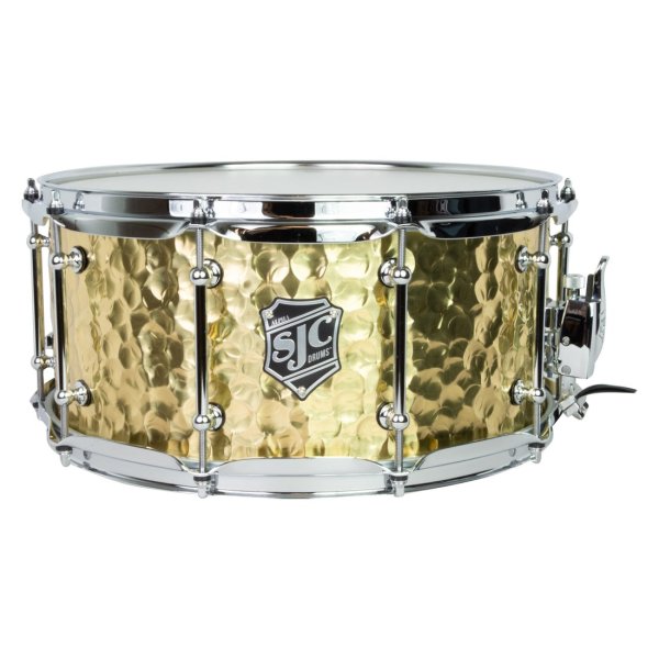 SJC Drums - 6.5" X 14" Alpha Steel Snare Drum, Polished Hammered Brass