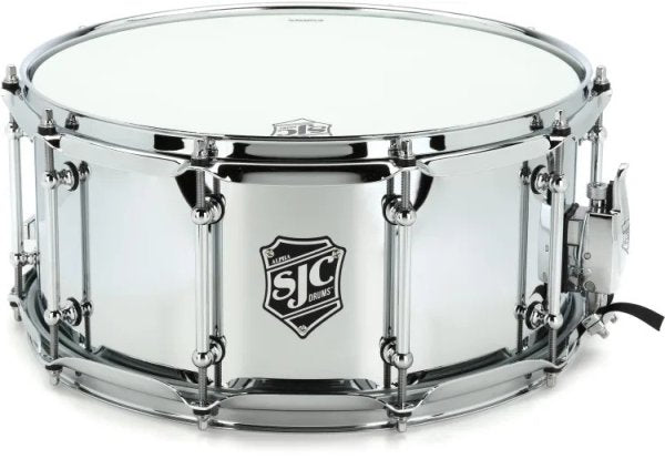 SJC Drums - 6.5" X 14" Alpha Steel Snare Drum, Polished Chrome Over Steel
