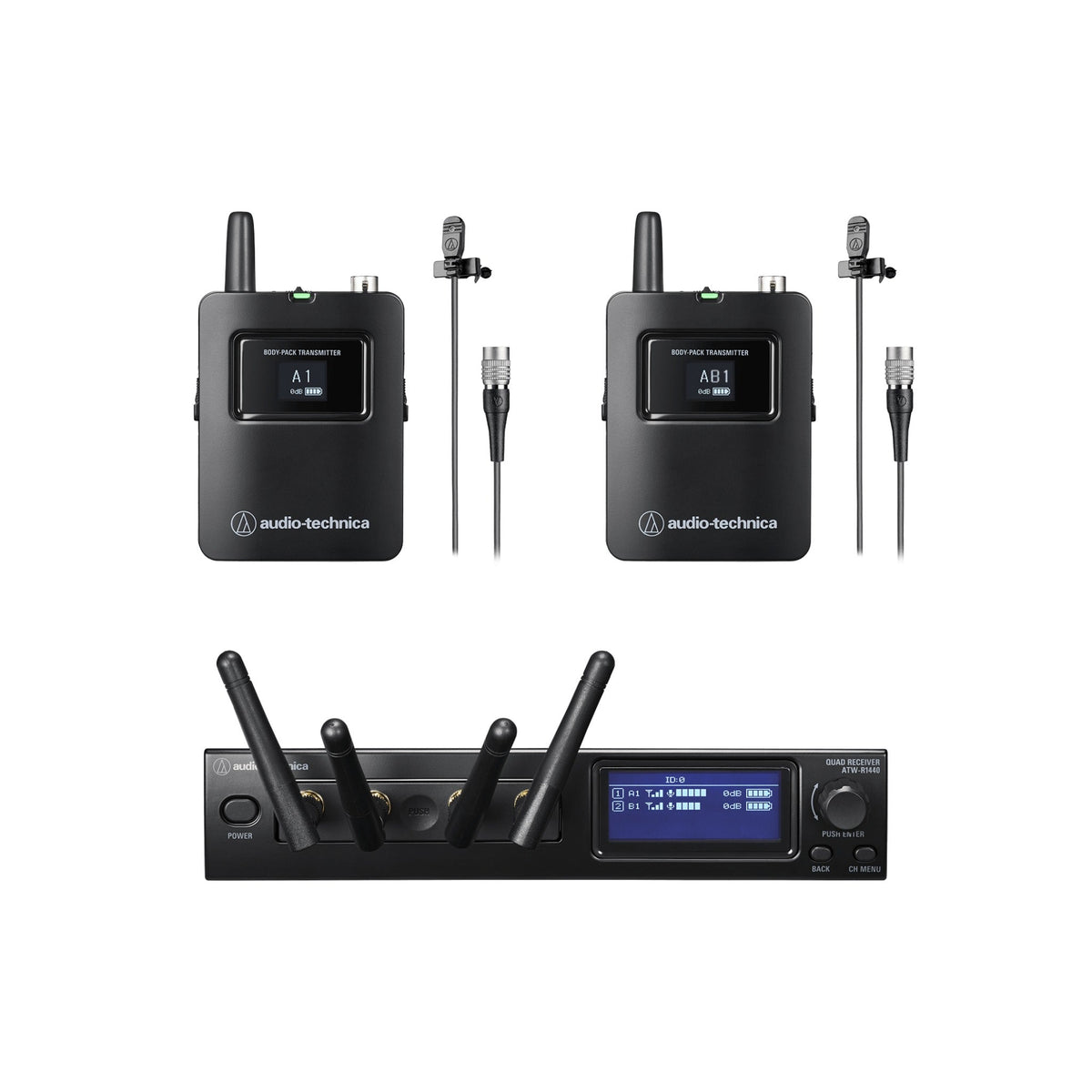 Audio-Technica ATW-1421/L System 20 Dual Body-Pack System w/ MT830cW Lav Mic