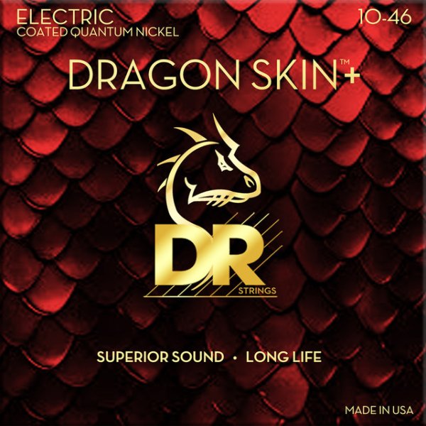DR - DRAGON SKIN+ Coated Quantum Nickel Electric Guitar Strings, Medium (10-46)
